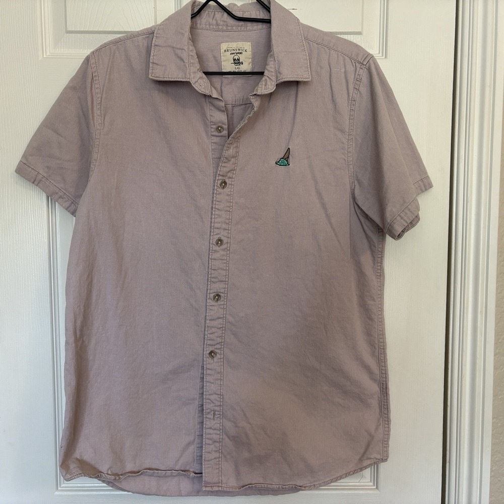 Brunswick Shirt Mens L‎ Mauve Cotton On Icon Series Ice Cream Logo Short Sleeve